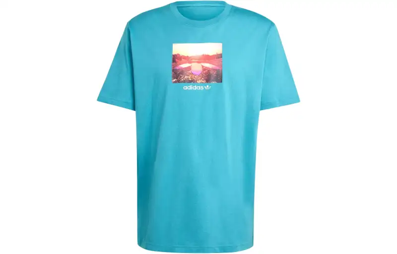 Adidas Originals Sunset Graphic Tee T Shirt Men's Arctic Ocean Blue