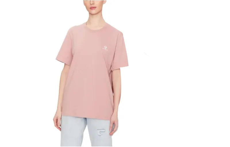 Converse T Shirts Unisex Pink Crew Neck Moderate Straight Fit