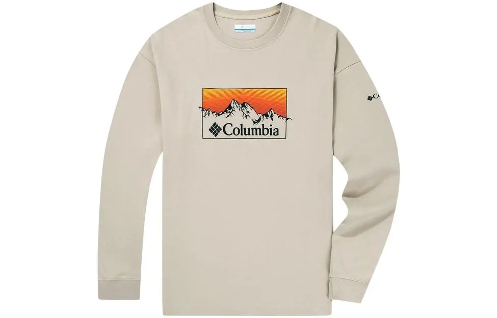 Columbia T-Shirts Men's Khaki Crew Neck Moderate Straight Fit
