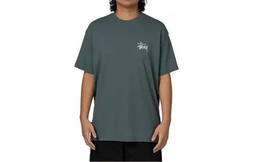 Stussy T Shirts Men's Green Crew Neck Moderate