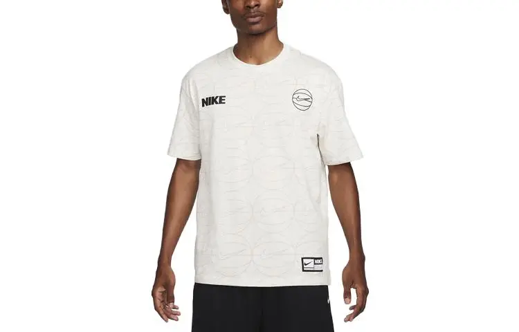Nike T-Shirts Men's Ivory Crew Neck Moderate Straight Fit