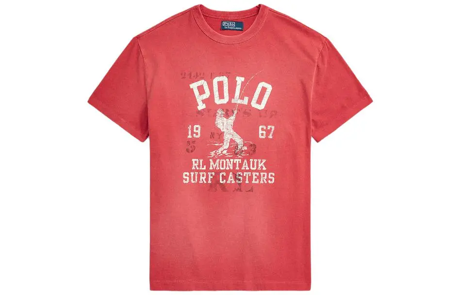 Polo Ralph Lauren T-Shirts Men's Red Crew Neck Moderate Straight Fit