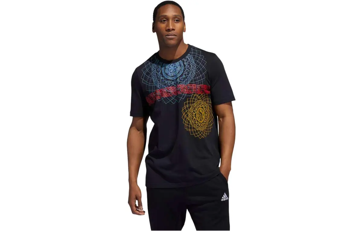 Adidas T-Shirts Men's Black Crew Neck Moderate Straight Fit