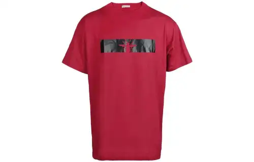 DIOR T Shirts Men's Red Crew Neck Moderate Straight Fit