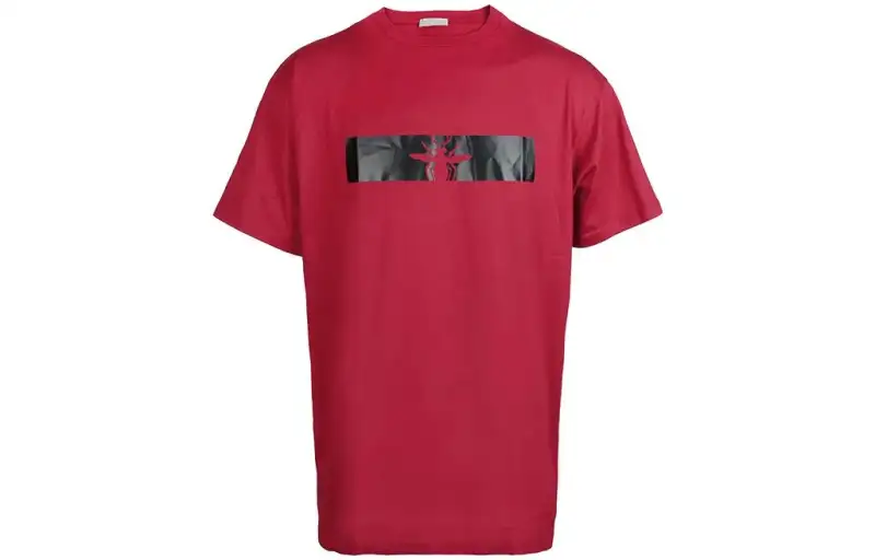 DIOR T Shirts Men's Red Crew Neck Moderate Straight Fit