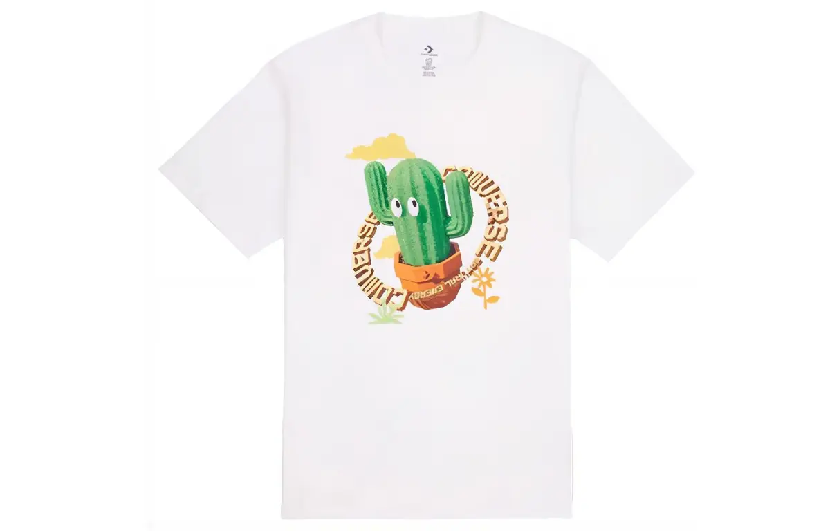 Converse T-Shirts Men's White Crew Neck Moderate Straight Fit