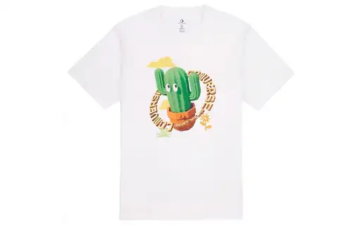 Converse T Shirts Men's White Crew Neck Moderate Straight Fit