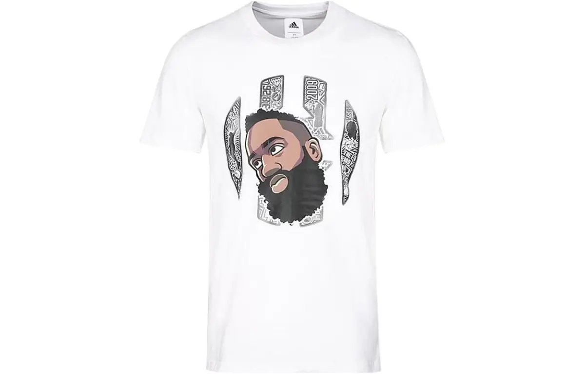 Adidas T-Shirts Men's White Crew Neck Moderate Straight Fit