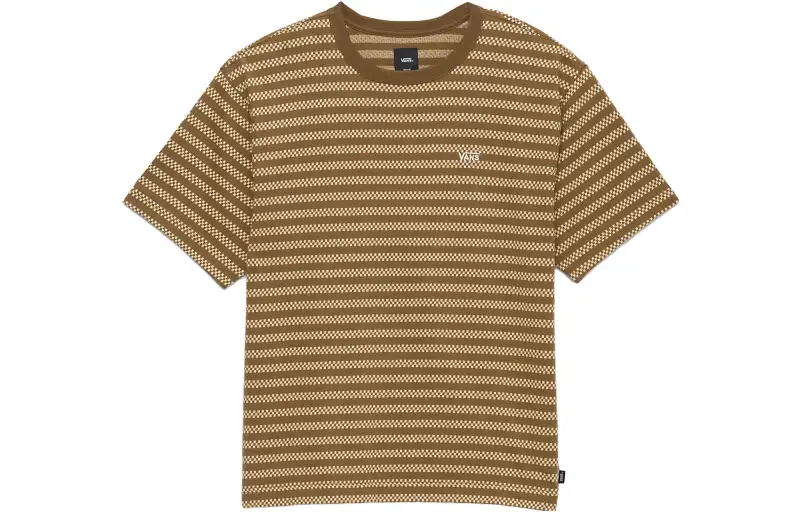 Vans T Shirts Unisex Tan Crew Neck Moderate Straight Fit