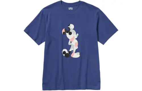 UNIQLO X Disney T Shirts Unisex Blue Crew Neck Moderate