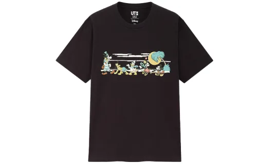 UNIQLO T Shirts Unisex Black Crew Neck Moderate