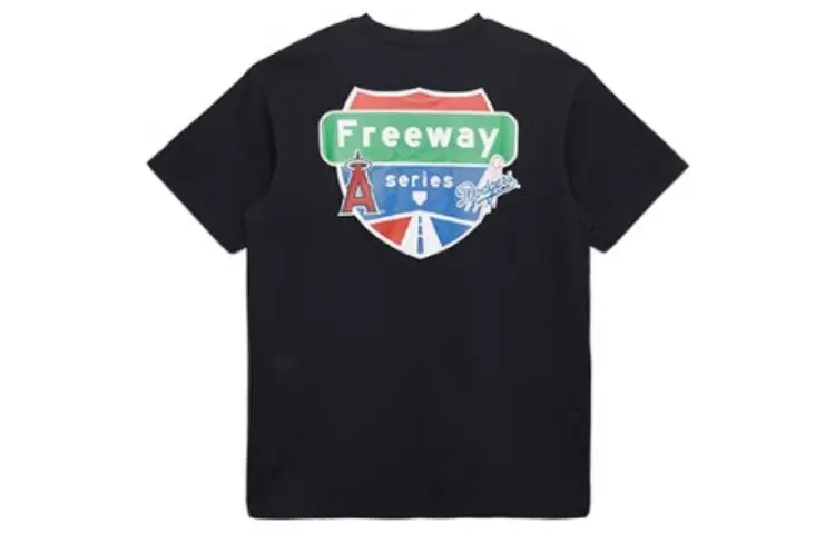 New Era Los Angeles Dodgers T-Shirts Unisex Black Crew Neck Moderate Straight Fit