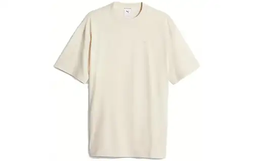 PUMA MMQ T Shirts Unisex Beige Crew Neck Moderate Straight Fit
