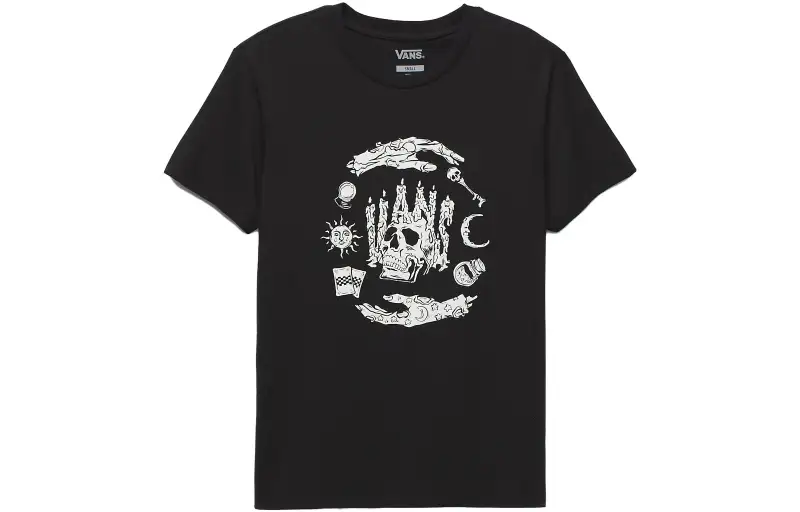Vans T Shirts Unisex Black Crew Neck Moderate Straight Fit