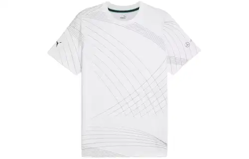 PUMA T Shirts Men's White Crew Neck Moderate Straight Fit