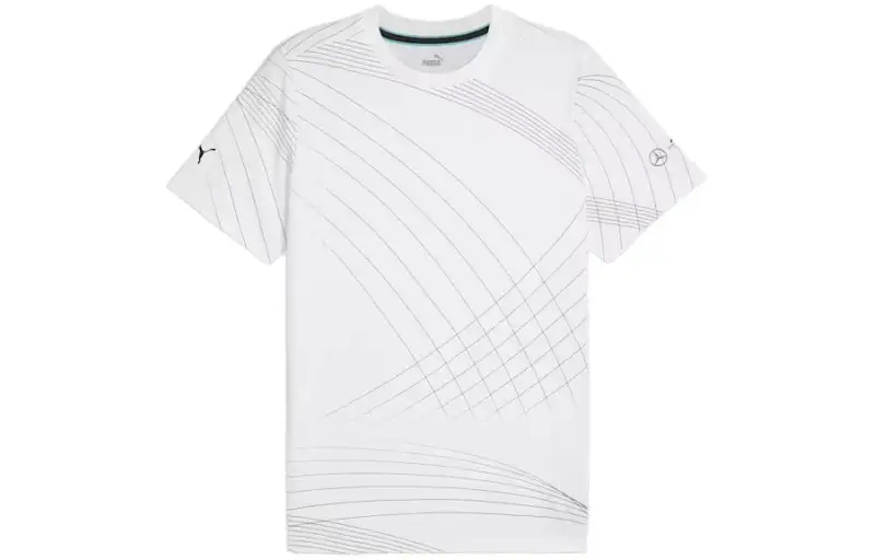 PUMA T Shirts Men's White Crew Neck Moderate Straight Fit