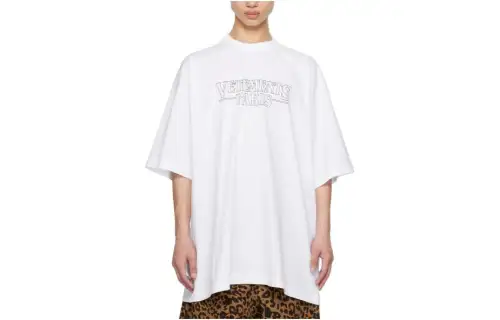 Vetements T Shirts Men's White Crew Neck Moderate Straight Fit
