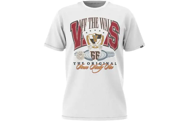 Vans T Shirts Men's White Crew Neck Moderate Straight Fit