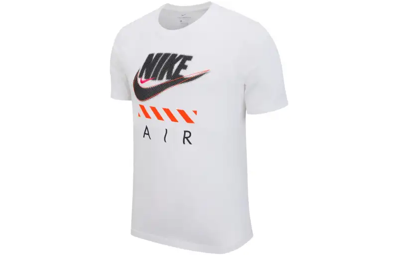 Nike T Shirts Men's White Crew Neck Moderate Straight Fit