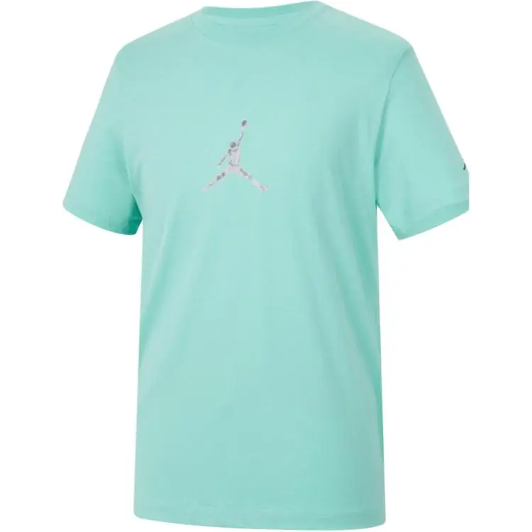 Jordan T-Shirts Men's Green Crew Neck Moderate Straight Fit