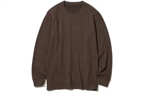 UNIQLO T Shirts Men's Dark Umber Crew Neck Thickened