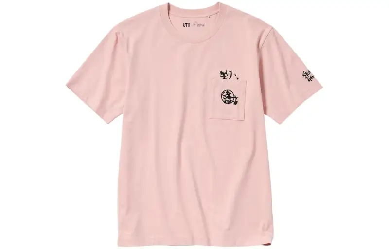 UNIQLO x JIBOLIGONGZUOSHI,LIANMINGKUAN SS24 T Shirt Unisex Pink