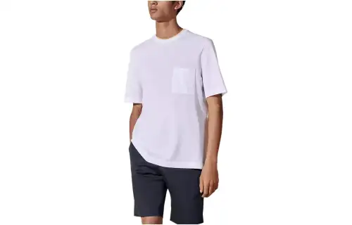 HERMES T Shirts Men's White Crew Neck Moderate Straight Fit