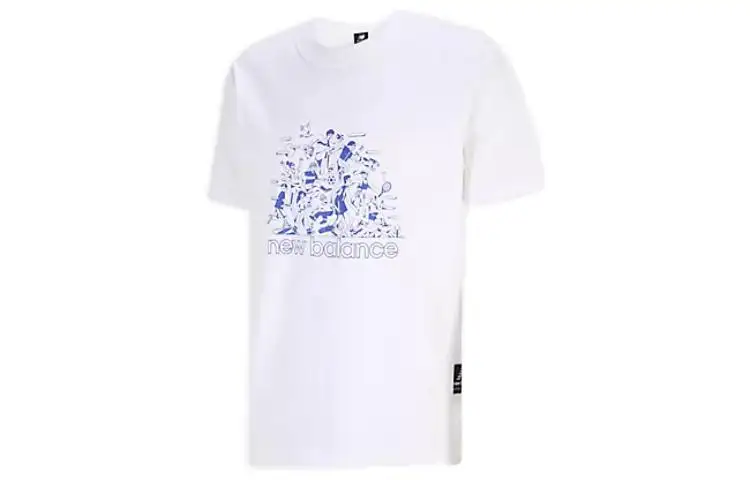 New Balance T Shirts Men's White Crew Neck Moderate Other