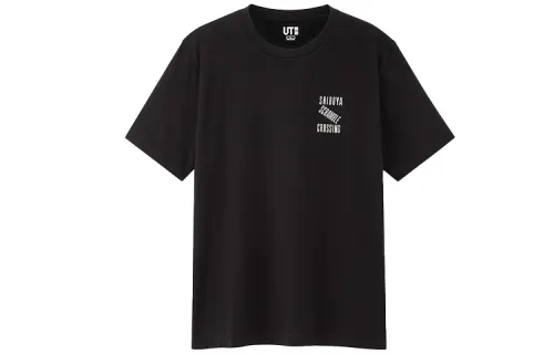 UNIQLO T Shirts Unisex Black Crew Neck Moderate Straight Fit