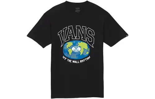Vans T Shirts Unisex Black Crew Neck Moderate Straight Fit