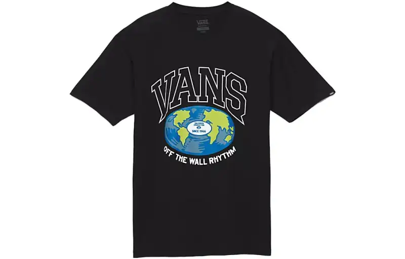 Vans T Shirts Unisex Black Crew Neck Moderate Straight Fit