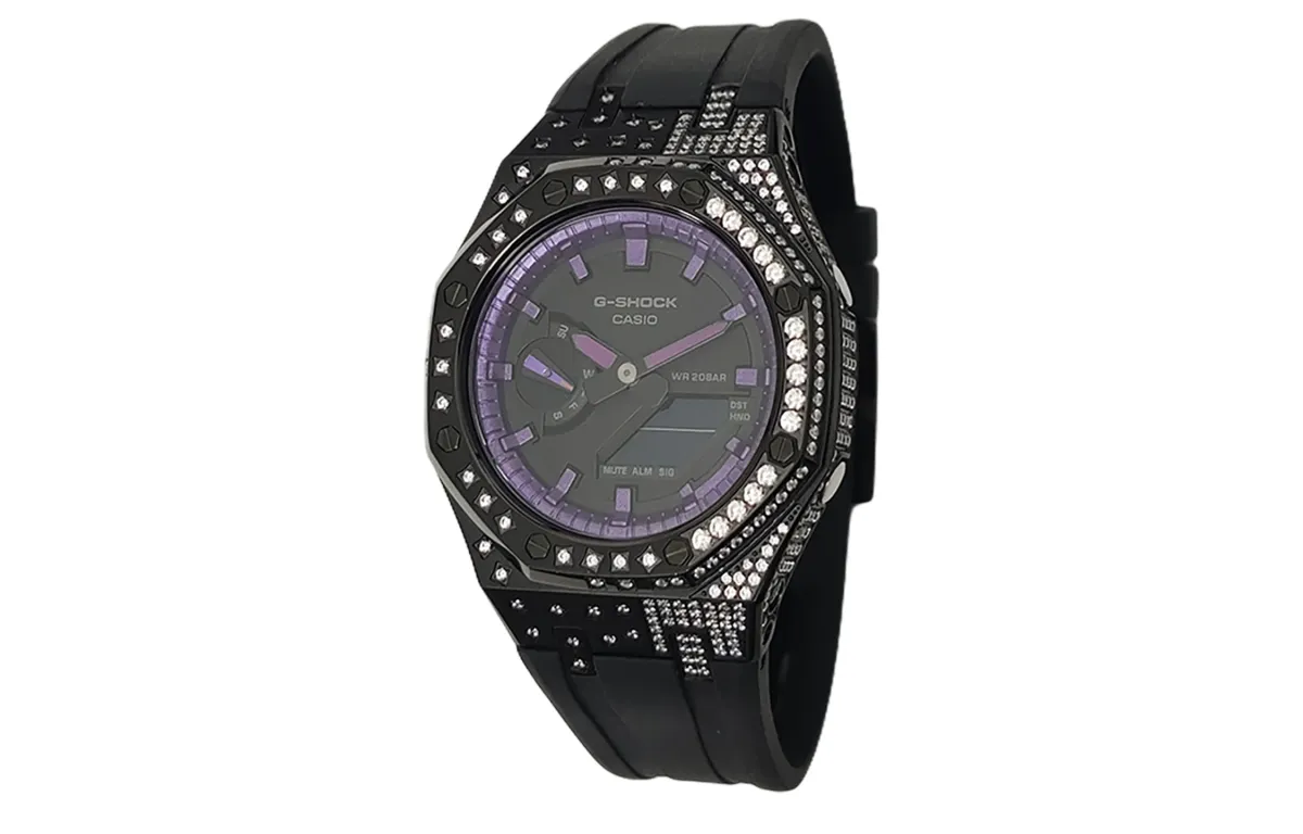 CASIO Custom Collection Electronic Movement Fluoroelastomer Strap Watch Men's Watches Black Dial