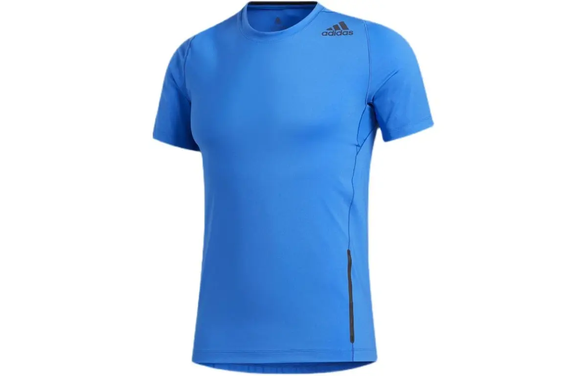 Adidas T-Shirts Men's Blue Crew Neck Moderate Straight Fit