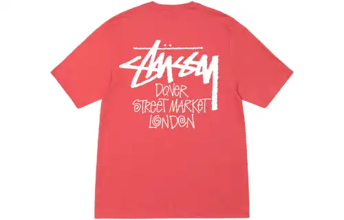 Stussy T Shirts Unisex Red Crew Neck Moderate Straight Fit