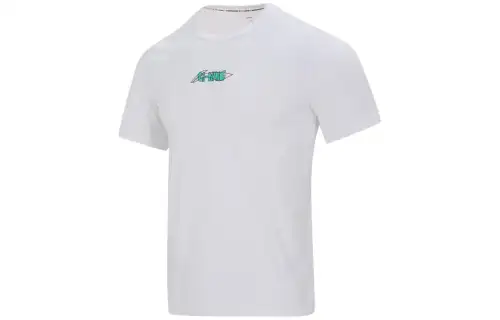 Li Ning Badminton Collection T Shirts Unisex Standard White Crew Neck Moderate Straight Fit