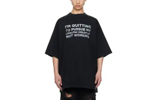 Vetements T Shirts Men's Black Crew Neck Moderate Straight Fit
