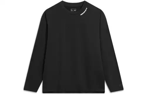 Li Ning CF T Shirts Men's Black Crew Neck Moderate Straight Fit