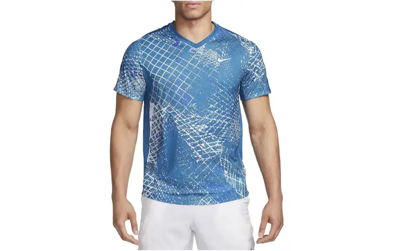Nike T Shirts Men's Blue V Neck Moderate Straight Fit