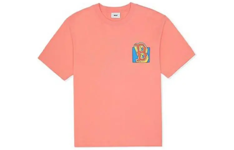 MLB Like Series T-Shirts Unisex Peach Pink Crew Neck Moderate