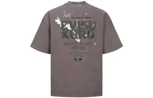 EVISU T Shirts Men's Iron Red Crew Neck Moderate Straight Fit