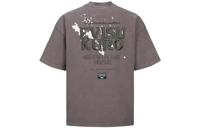 EVISU T Shirts Men's Iron Red Crew Neck Moderate Straight Fit