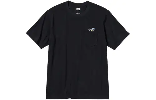 UNIQLO T Shirts Unisex Black Crew Neck Moderate Straight Fit