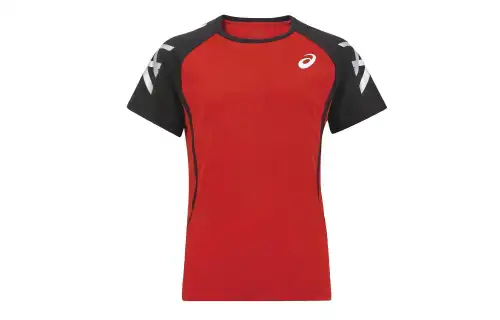 ASICS T Shirts Unisex Red Crew Neck Moderate