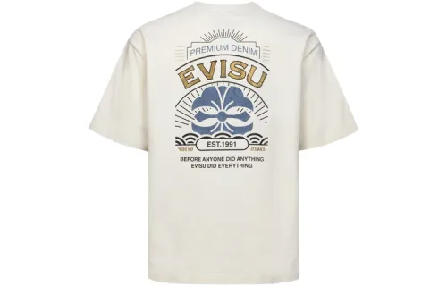 EVISU T Shirts Men's Ecru Crew Neck Moderate Straight Fit