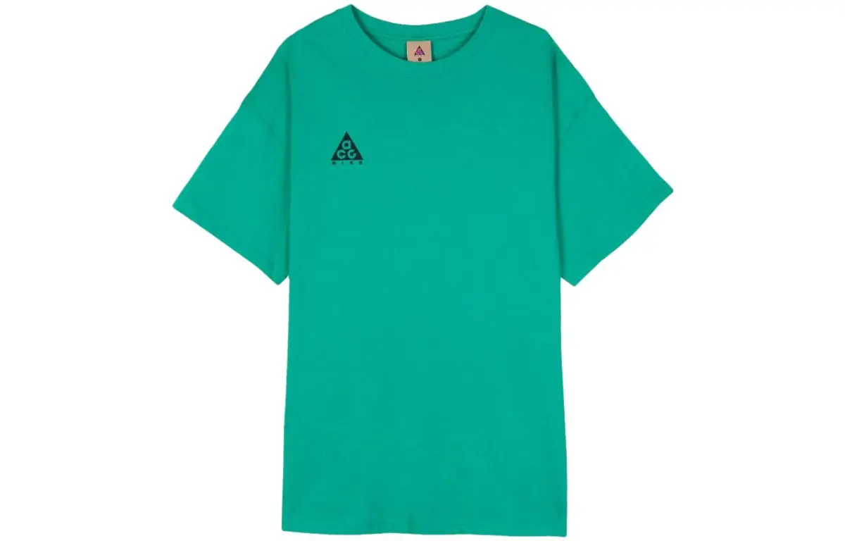 Nike T-Shirts Men's Green Crew Neck Moderate Straight Fit