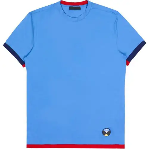 PRADA T Shirts Men's Blue Crew Neck Moderate Straight Fit