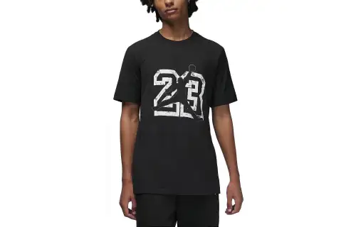 Jordan T Shirts Men's Black Crew Neck Moderate Straight Fit