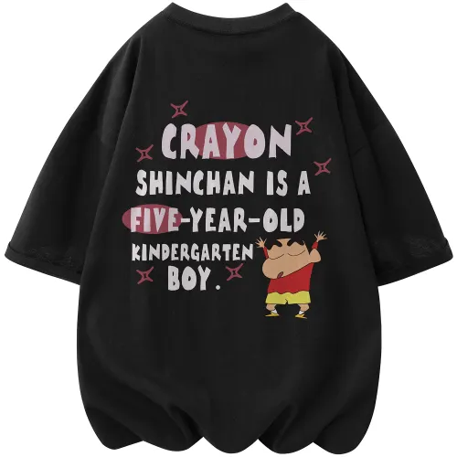 Crayon Shinchan Cartoon crayons, short sleeve T-shirt for leisure for men and women, oversize