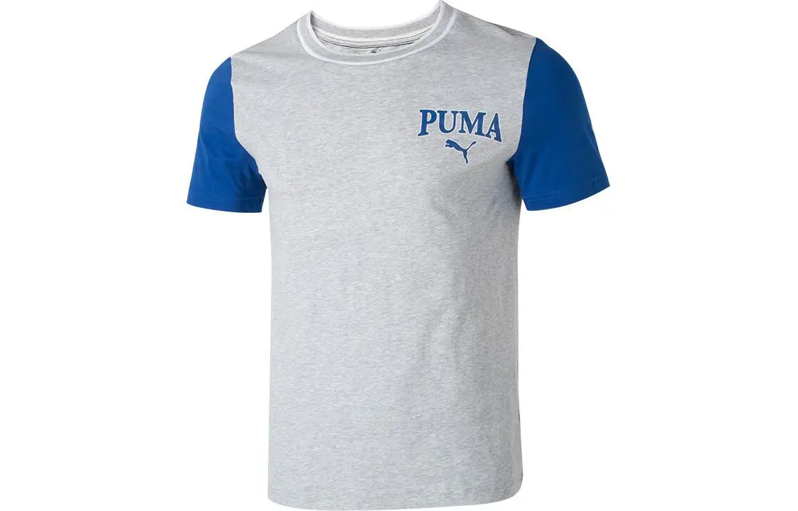 PUMA T-Shirts Men's Gray Crew Neck Moderate Straight Fit