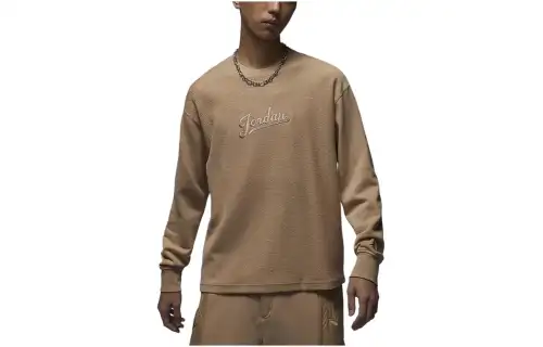 Jordan T Shirts Men's Khaki Crew Neck Moderate Straight Fit